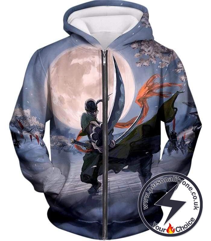 One Piece Three Sword Swordsman Demon Roronoa Zoro Cool Action Zip Up Hoodie